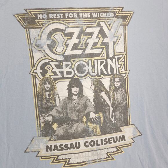 Ozzy Ozborn No Rest For the Wicked Band Crew Neck T Shirt Mens Size XL Blue - Picture 4 of 9